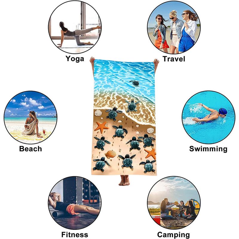 Mikrofiber Sandfri strandhandduk Tunn Snabbtorkande Superabsorberande Lättviktshanddukar För resor Sport Pool Simbad Camping Yoga_voghion.com