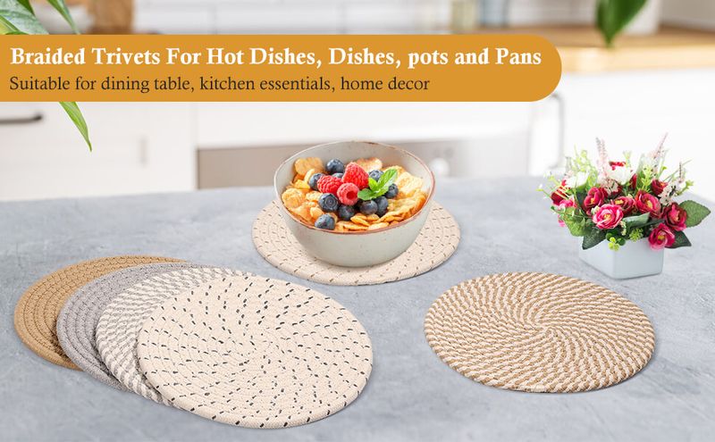 8" Trivets for Hot Dishes, Hot pots and Pans, Pot Holders for Kitchen, Hot Plate Mats for Table, Kitchen Decor for Counter_voghion.com