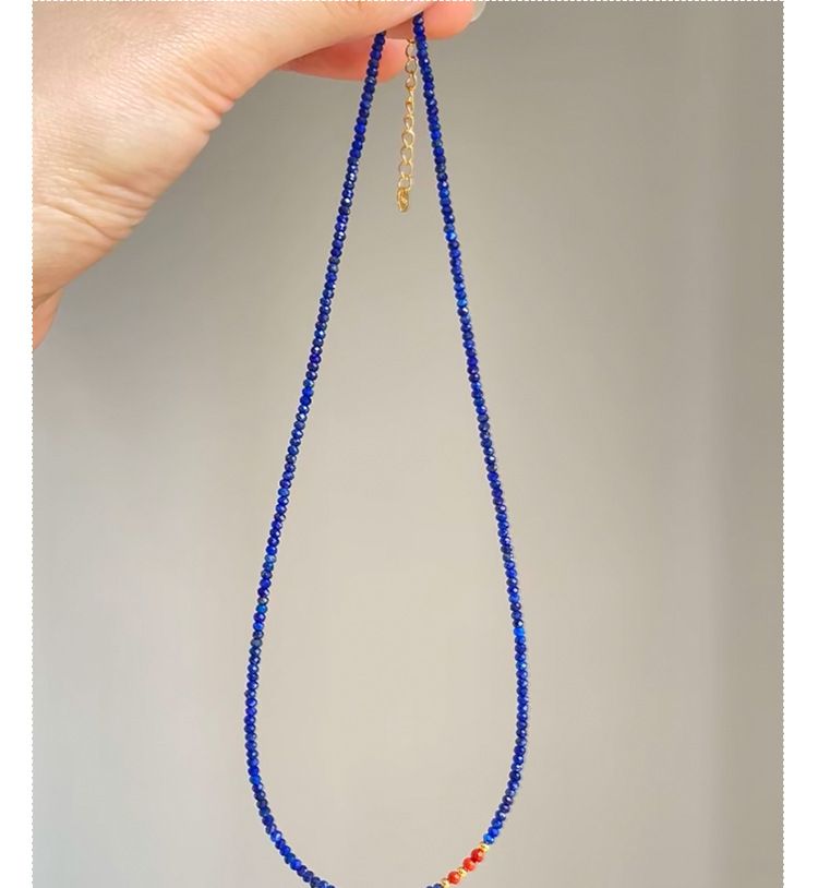 Nuova catena per clavicola in lapislazzuli rosso del sud naturale, ciondolo universale placcato oro con tocco di alta qualità e perlina bianca_voghion.com