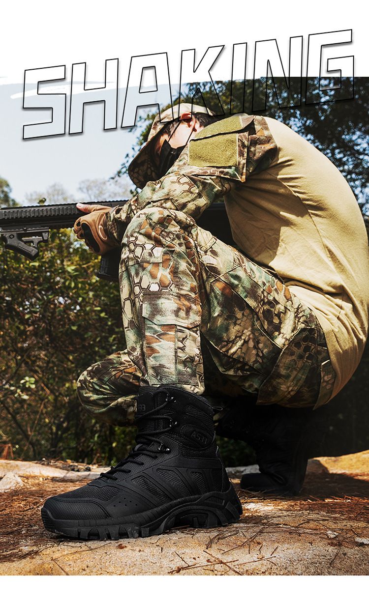 Stivali militari taglie forti per uomo, stivali da trekking tattici da deserto alti per uomo_voghion.com