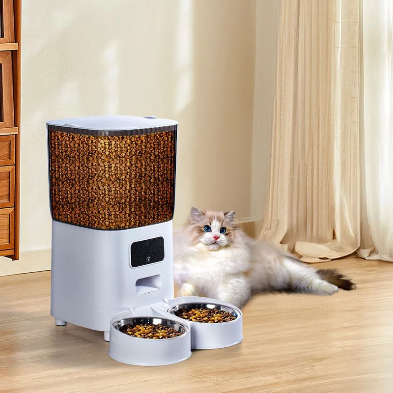 5L Dual Bowl Smart Automatic Pet Feeder – Video Monitoring, Timed Feeding_voghion.com