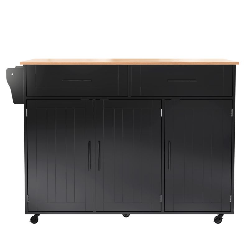 Esstischwagen Schwarz 129x91,5cm, Klappplatte, 5 Räder, 2 Schubladen Für Esszimmer_voghion.com