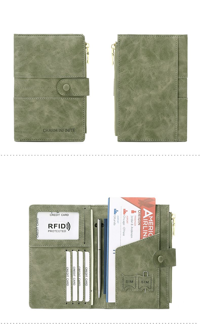 Uusi varkaudenestoharja RFID-passin pidike vetoketjullisella soljella, passin suojus, asiakirjapidike, monitoiminen matkapassilaukku_voghion.com