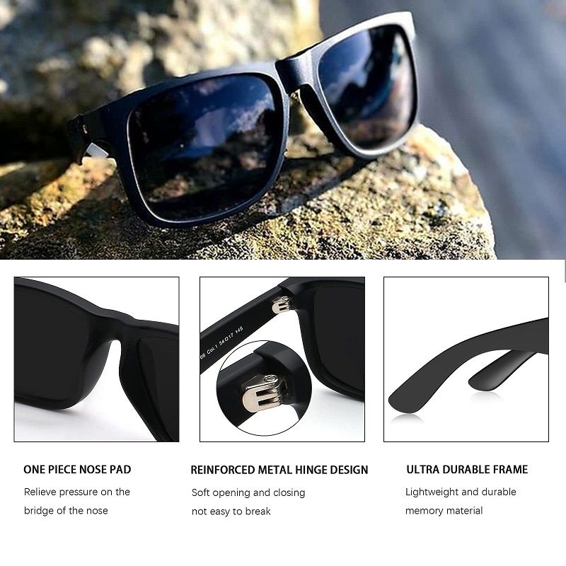 Neu eingetroffen Polarisierte Sonnenbrillen im MULI k-Design für Männer und Frauen, rechteckige Sonnenbrille mit UV400-Schutz, ideal zum Autofahren 8806_voghion.com