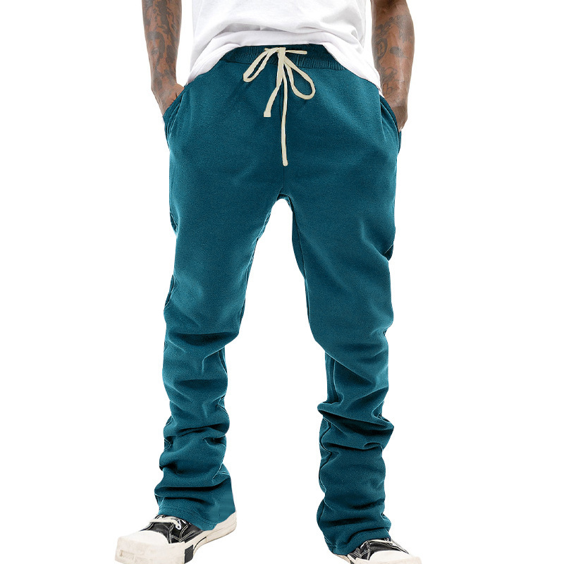 Flared Drawstring Long American Style Solid Color Slim Fit Men's Casual Pants Trendy_voghion.com