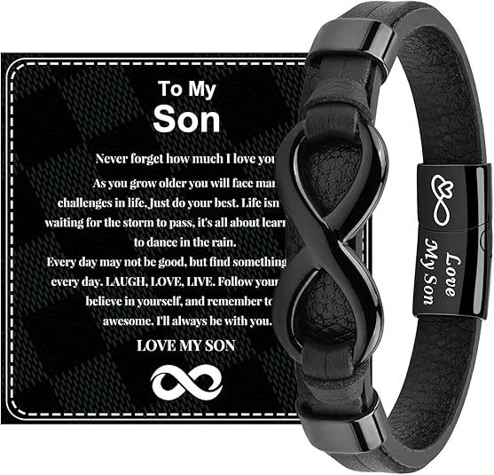 Bracciale da uomo in acciaio inossidabile con forma magnetica nera a forma di 8 "To My Man"_voghion.com
