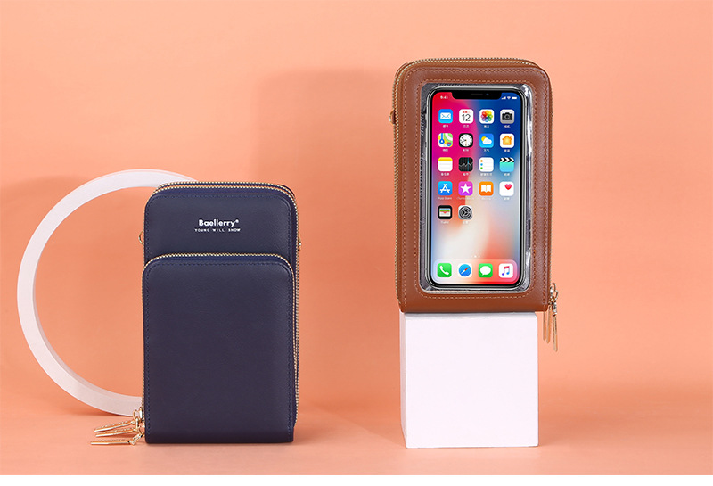 BAELLERRY Borsa a tracolla singola da donna Touch Screen Tre strati Borsa per cellulare Portafoglio con pochette con fibbia_voghion.com