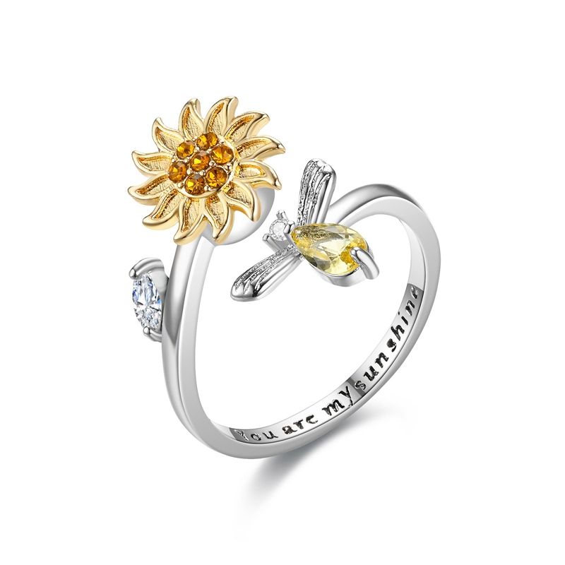 Bereit Lager Blume Biene Fidget Spinner Ring Angst Anillo Antiestres Ringe Edelstahl Ringen ustables Anneaux Penicien Bague_voghion.com
