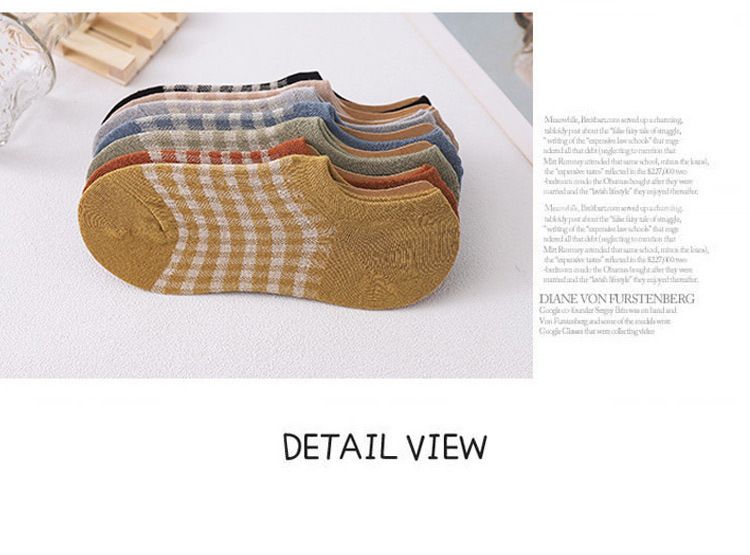 Nuovi calzini a quadri calzini da donna in cotone basso alla moda corti primavera e autunno sottili estivi invisibili in silicone antiscivolo calzini da barca_voghion.com