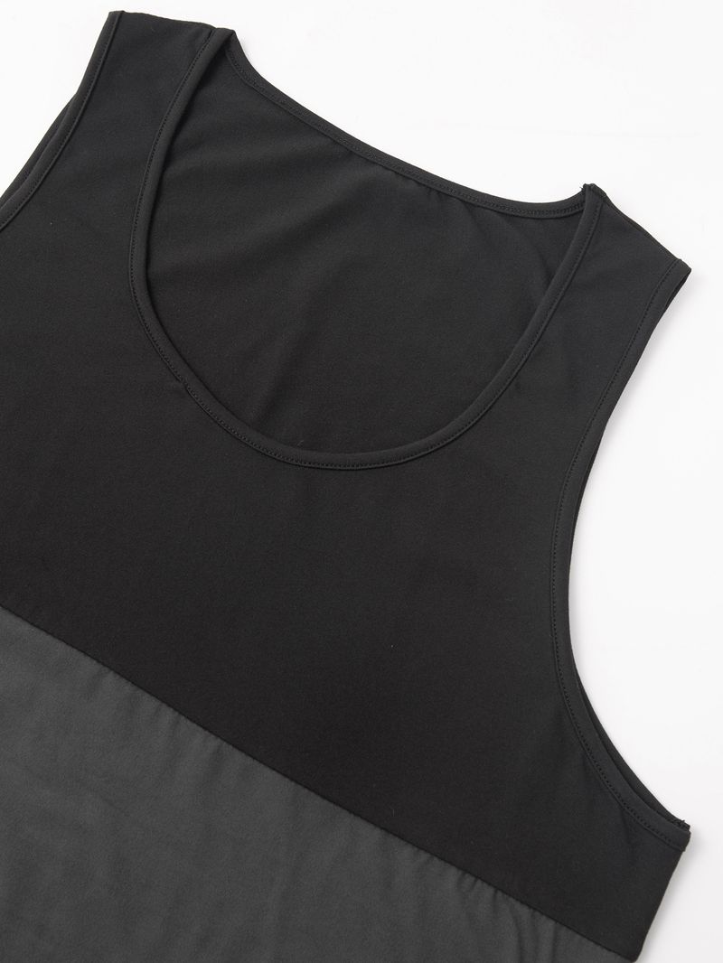 Chaleco deportivo holgado para hombre con costuras en contraste de colores para correr_voghion.com