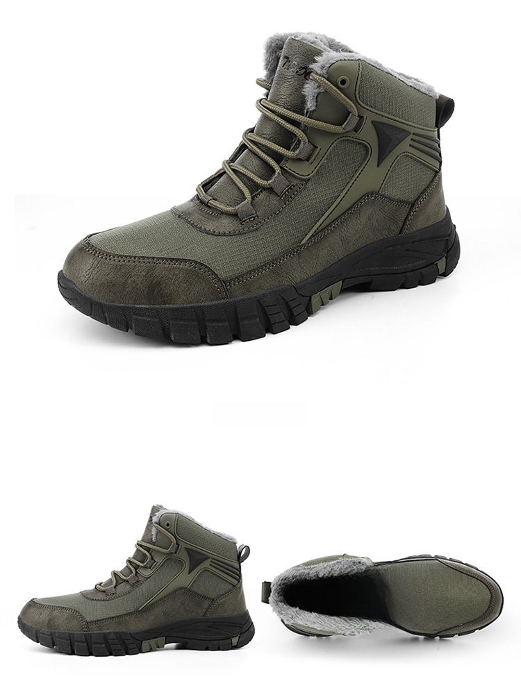 Grensoverschrijdende antislip wandelschoenen in grote maten, sneeuwlaarzen voor heren, gevoerd met fleece, verdikte sneaker, waterdicht, koudebestendig, warm, hoge katoenen laarzen voor heren_voghion.com
