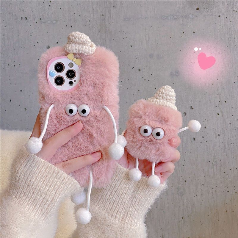 Ins Cute Super Adorable Plush Coal Ball 3rd Generation Protective Case Korean Version Soft Cartoon Pro/Pro2 Universal_voghion.com
