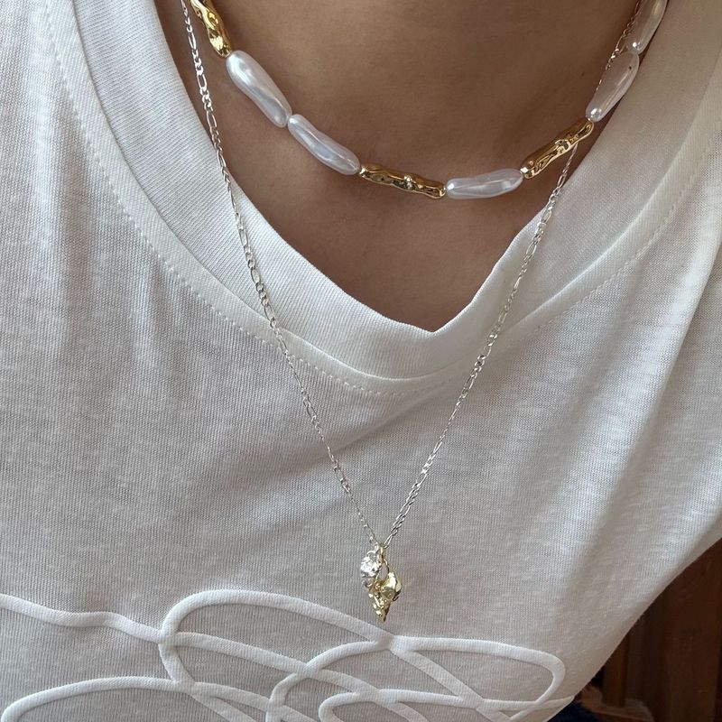 Le même style de blogueur, or et argent, bloc de couleur, cœur géométrique, personnalité, design, sens, en forme de cœur, polyvalent_voghion.com