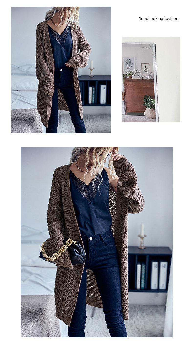 Solid Color Loose Long Sweater Cardigan_voghion.com