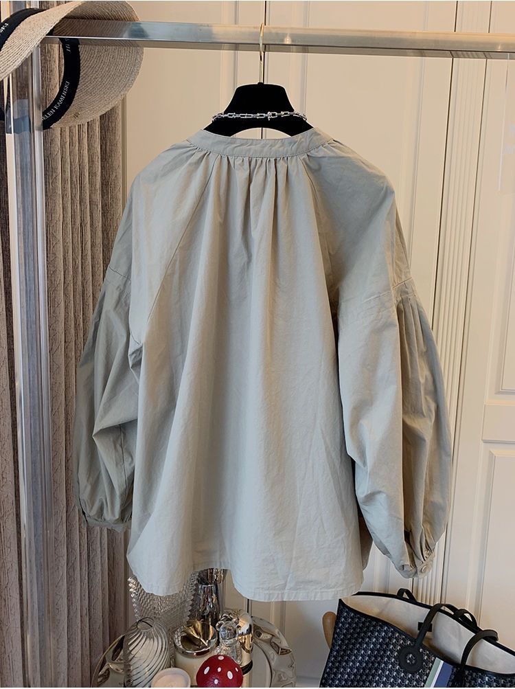 Camicetta vintage con balze francesi e maniche a sbuffo da donna – Elegante e chic camicia casual da donna in bianco, nero e cachi (S/M/L/XL)_voghion.com