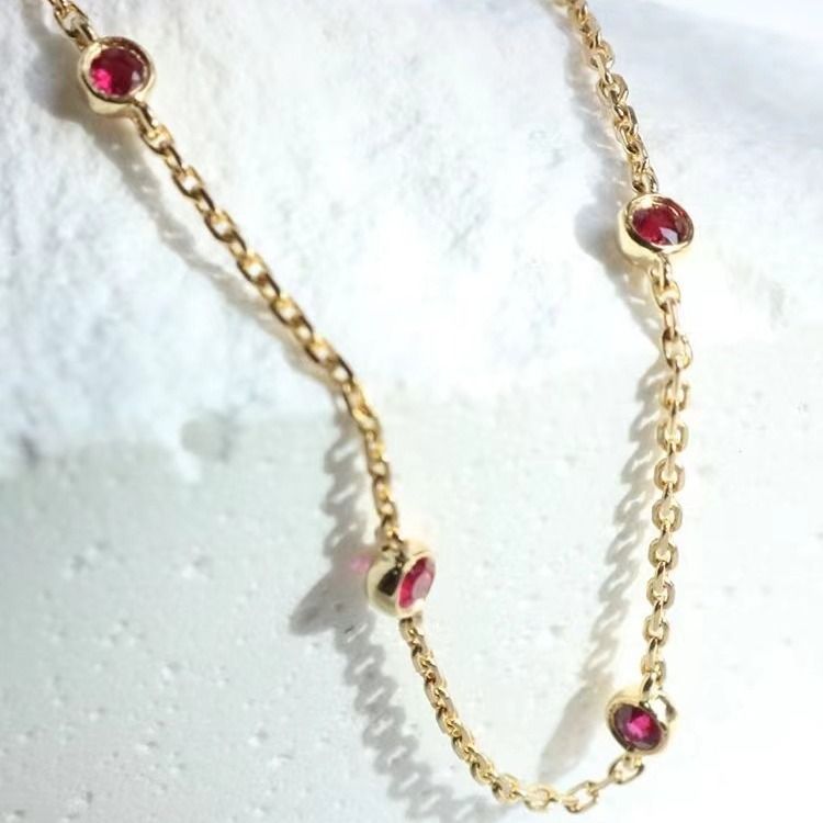 Sterling Silver Bracelet For Women Gold Plated Red Light Luxury High-end Mini Thin New Style_voghion.com