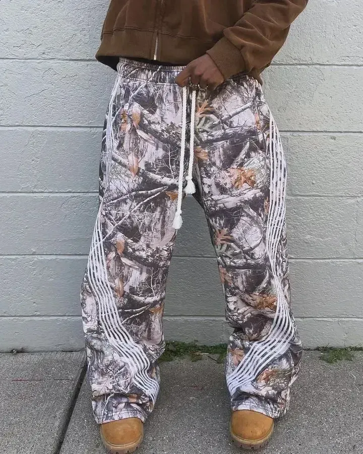 Y2k bestickte graue Freizeithose Camo Functional Tactical Herren Premium Jogginghose mit Kordelzug Y240907_voghion.com