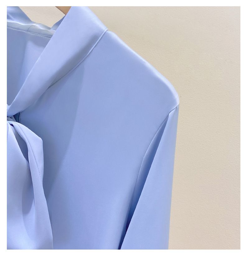Elegante Damenbluse in Übergröße mit Schal-Fliege-Kragen – Weiches Chiffon-Langarmhemd für Büro und Freizeit_voghion.com