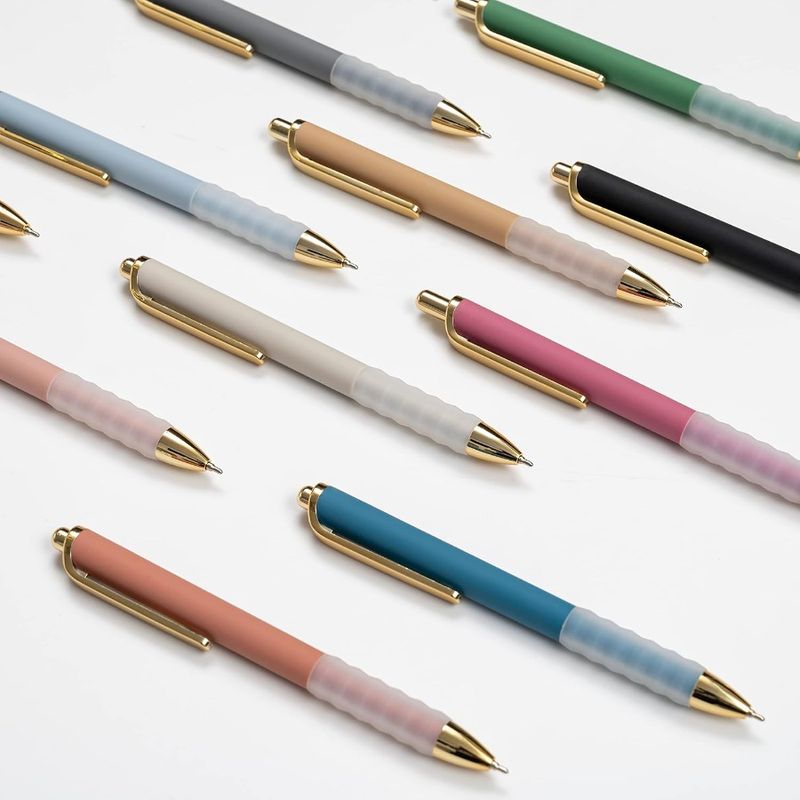 Penna a sfera nera, punta media da 1 mm, con impugnatura super morbida, penna a sfera per uomo e donna, penne a scatto_voghion.com