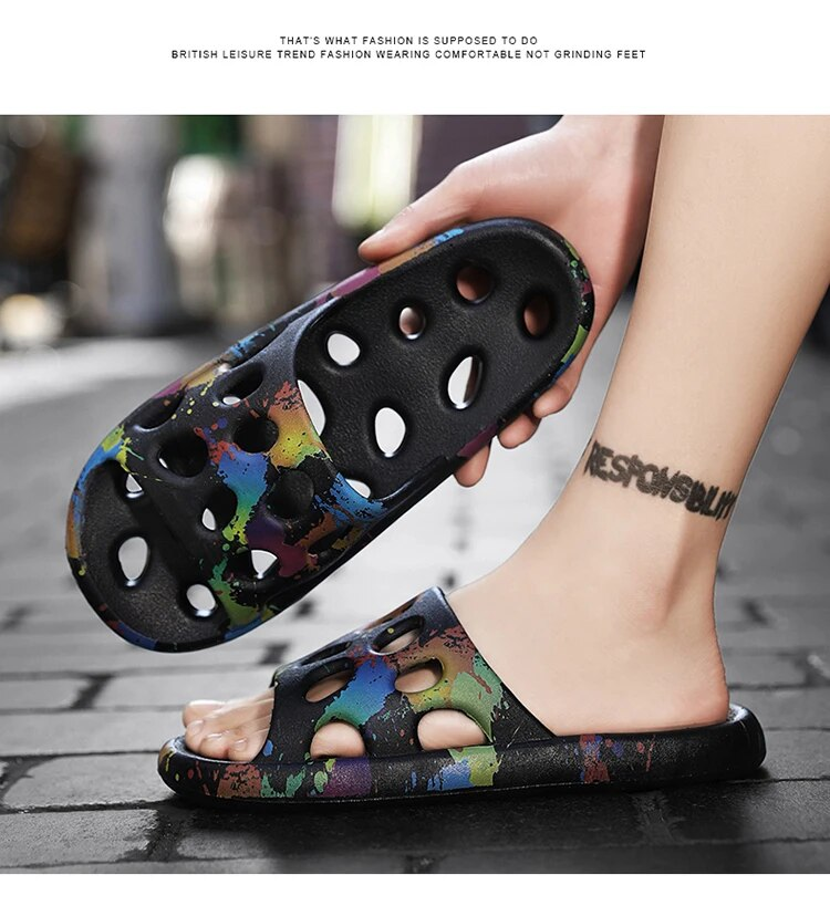 Herren Sommer Strand Rutsche Badezimmer Anti-Rutsch-Hausschuhe Weiche Sandalen Minimalistische Ultraleichte Höhlenschuhe_voghion.com