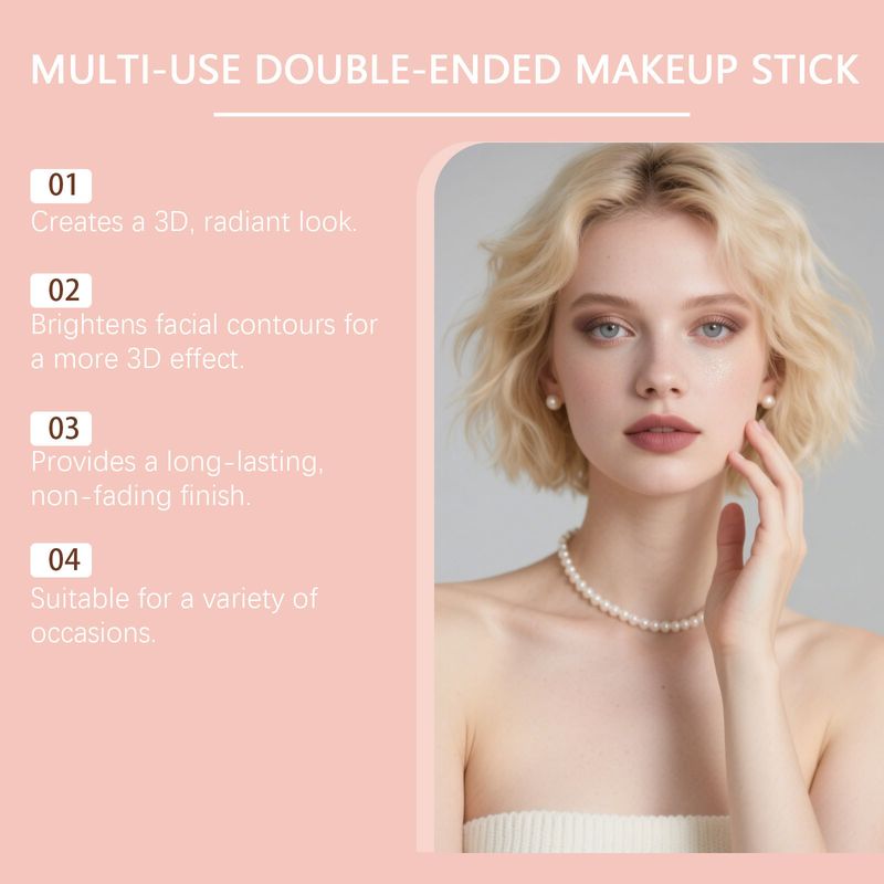Zephoco Mehrzweck-Make-up-Stift mit Doppelkopf, vielseitig verwendbar, 3D-Highlight ohne Klumpenbildung, Champagnerbraun_voghion.com