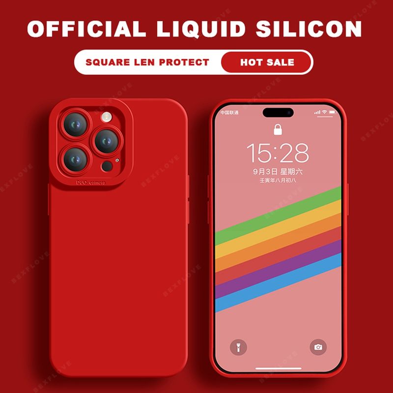 Liquid Silicone Strap Phone Case For Iphone 16E 14 15 Plus 12 13 Mini 11 16 Pro X XR XS Max SE Lanyard Protector Soft_voghion.com