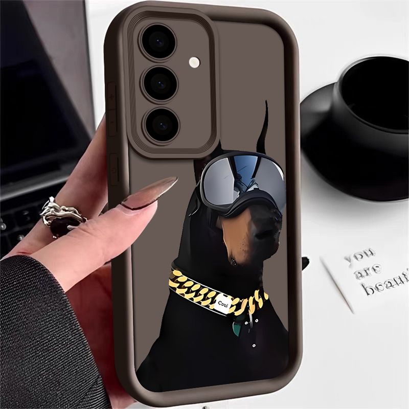 Juokingas šuns telefono dėklas, skirtas „Samsung Galaxy S25 S24 S23 S22 S21 S20 Ultra FE A55 A35 15 A25 Note 20 Plus 5G“ silikoniniam minkštam dangteliui_voghion.com