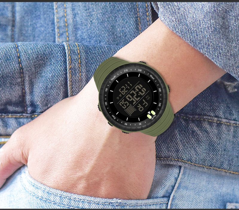 Men's Digital Sports Watch With Night Light, 50m Waterproof, Stopwatch, Alarm, Large Screen For Outdoor, Hiking, And Daily Use Trendy Student Watch_voghion.com