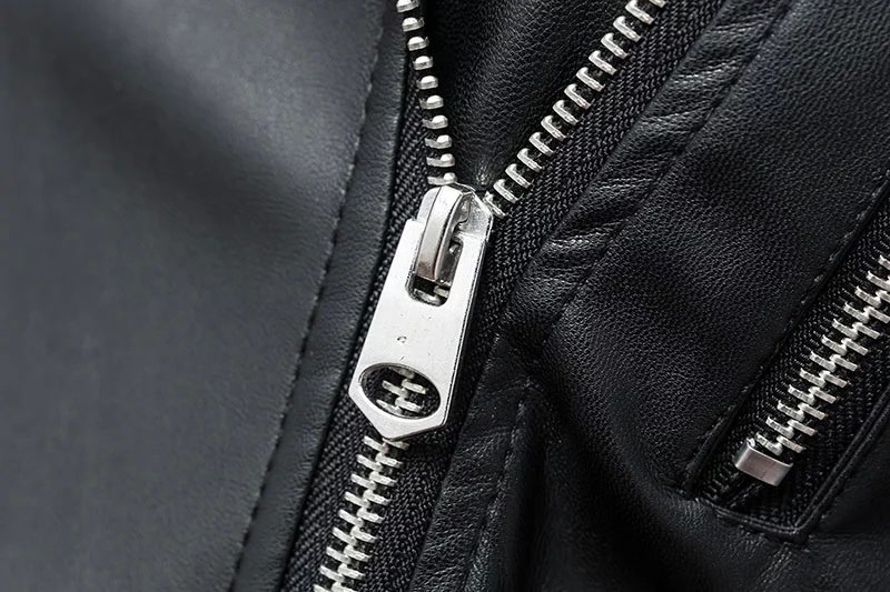 Chaquetas de piel sintética negras para mujer, abrigo básico con cremallera y cuello vuelto, chaqueta de motociclista, color negro, 4 colores, novedad de 2023_voghion.com