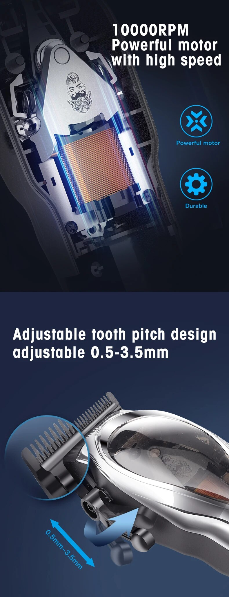 Professional 10000RPM Men's Cordless Adjustable Charging Body Trimmer Electric Hair Clipper_voghion.com