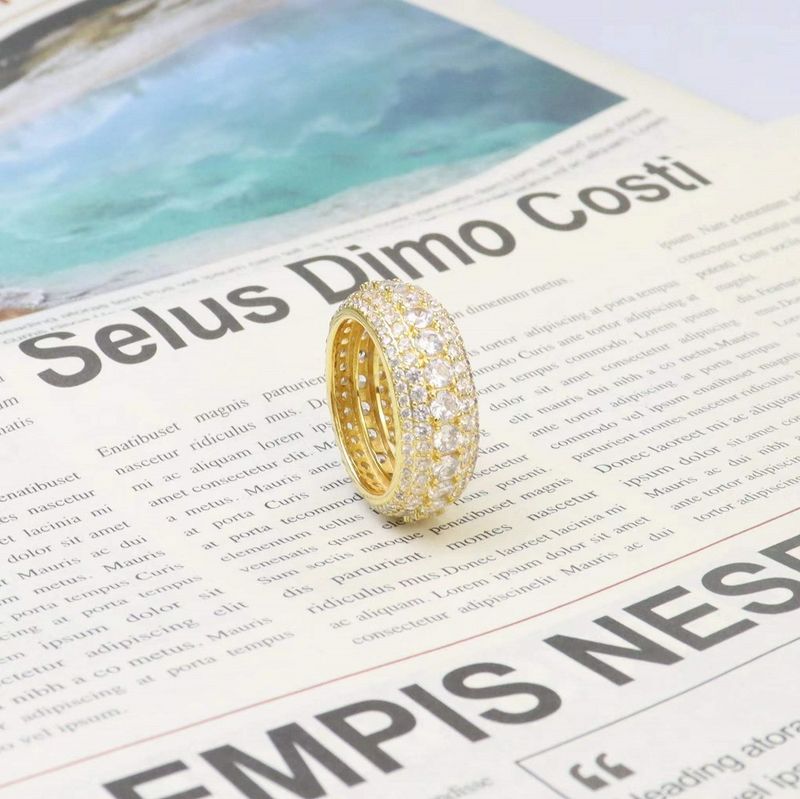 Hip Hop Micro Paved Full Zircon Five Row Super Shiny Ring For Men And Women Couple Jewelry Size 6-12_voghion.com