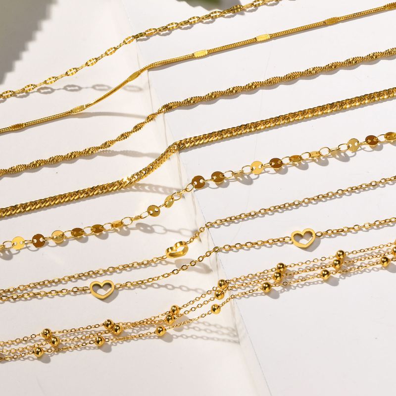 Collection Stainless Bone Anklet 21CM Gold Flat Snake Chain Titanium Steel Wheat Ear Foot Jewelry Wholesale_voghion.com
