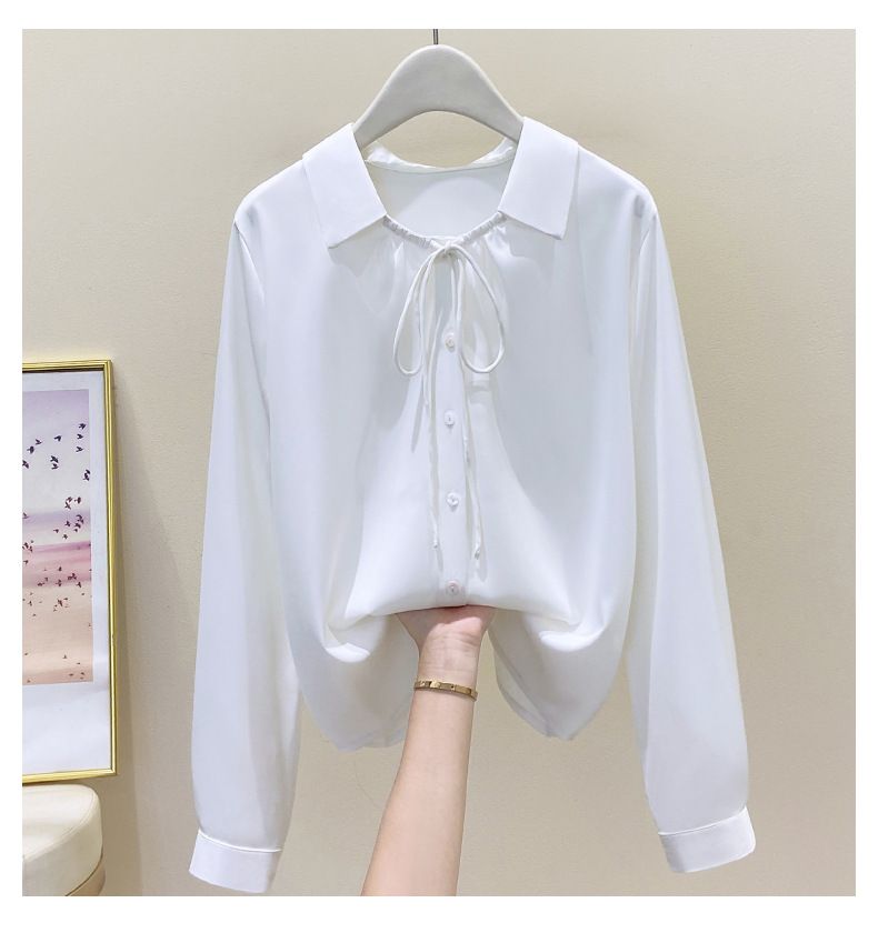 Elegantes weißes Satinhemd in Übergröße für Damen – stylische Freizeitbluse mit langen Ärmeln, bequemer Stretchstoff, erhältlich in 4XL-8XL_voghion.com