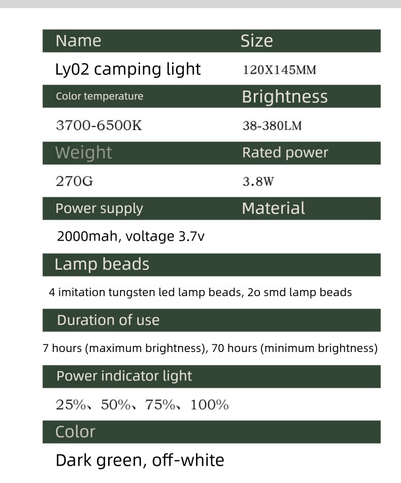 Lanterna da tenda a LED con atmosfera, potente lampada portatile ricaricabile, luce da campeggio multifunzionale_voghion.com