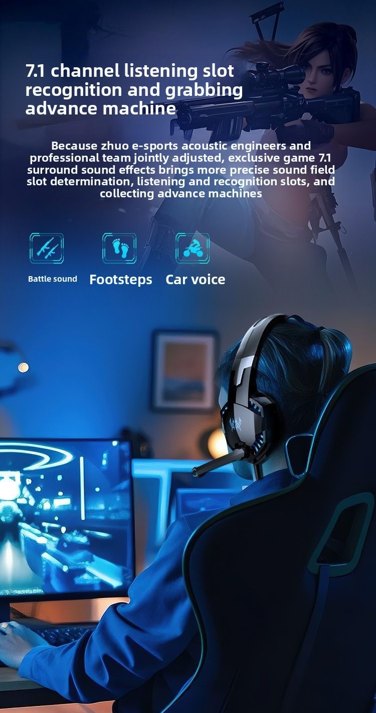 KOTIONEACH Gaming Headset With Noise Cancelling Microphone USB Universal For Internet Cafes_voghion.com