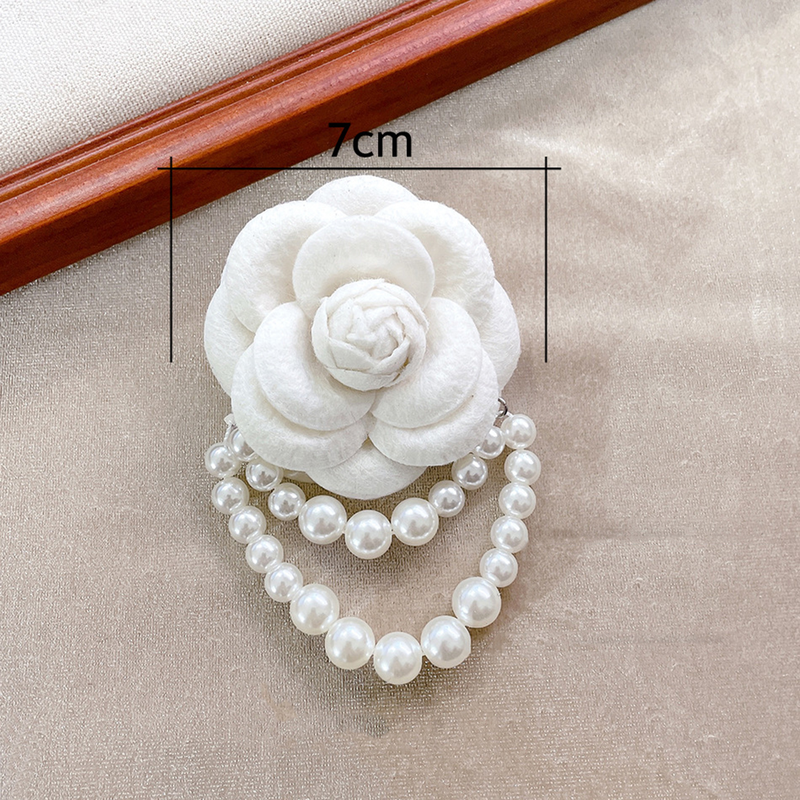 Cloth Rose Brooch Elegant Vintage Flower High Gloss Pearl Chain Hat Shawl Scarf Bag Clothes Collar Women Girls Lapel Pin Fashion Accessories_voghion.com