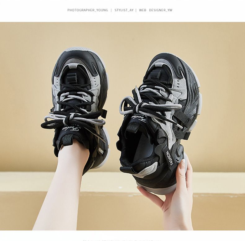 Scarpe da papà per studentesse, sportive, da corsa, casual, con plateau e altezza rialzata_voghion.com