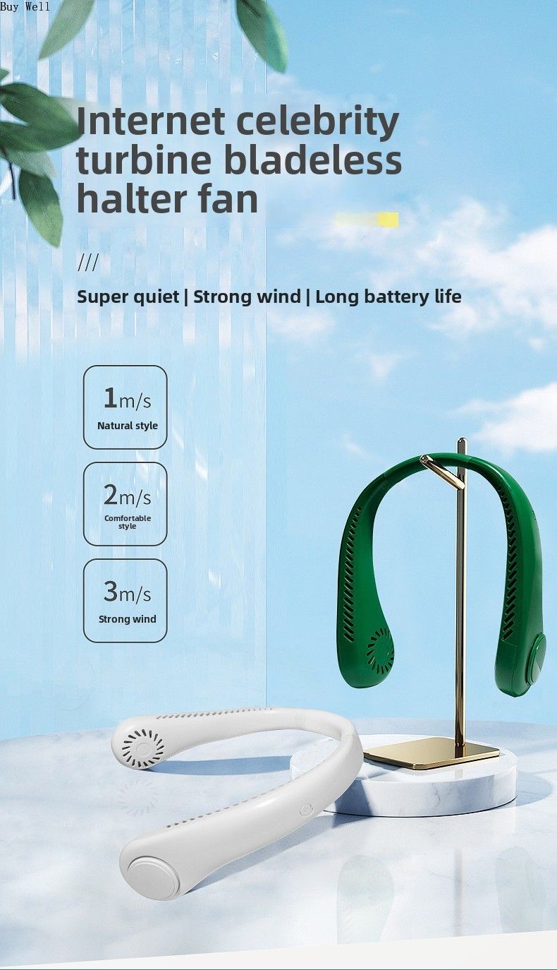 Jauns bezasmeņu kakla ventilators ar USB uzlādi, pārnēsājams, slinks digitālais displejs, sporta saliekamais mini ventilators_voghion.com