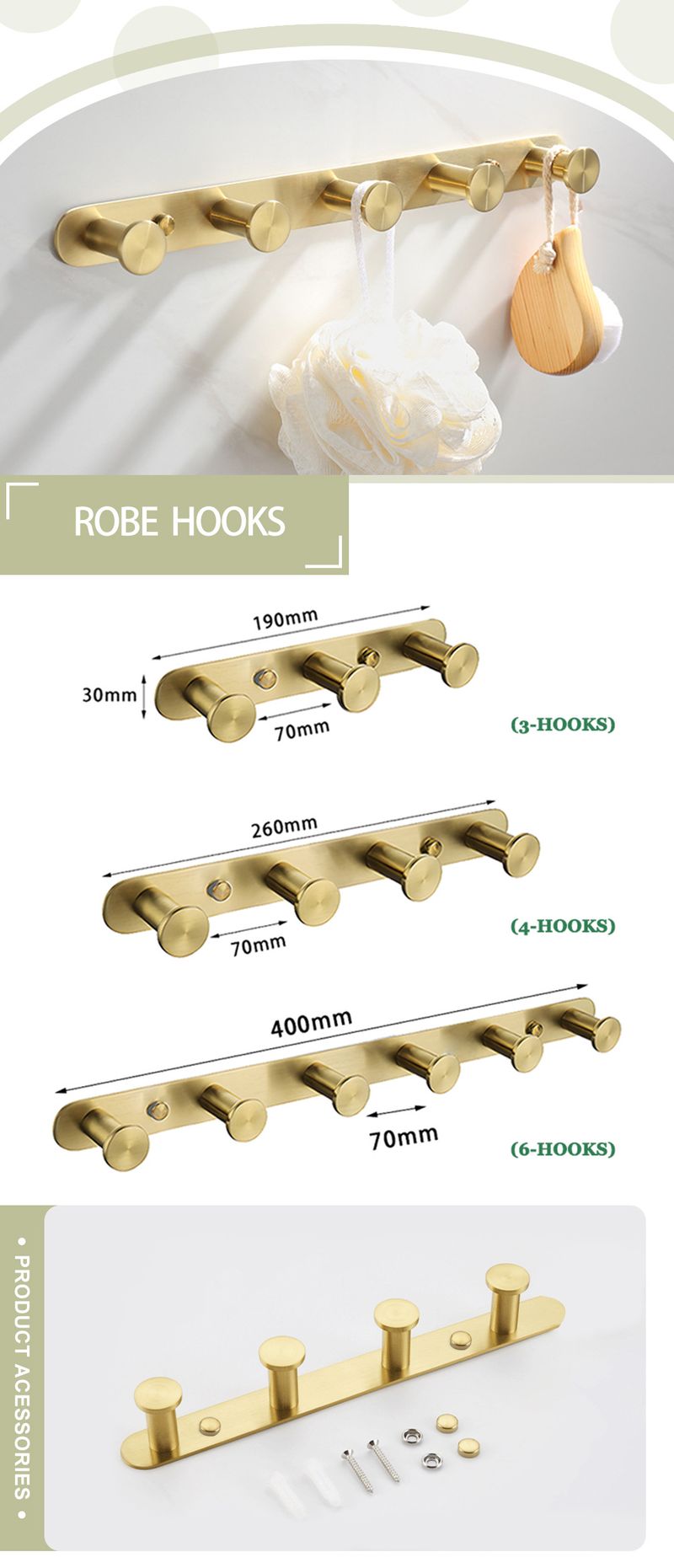 Escovado ouro 304 aço inoxidável toalheiro barra de toalha porta-lenços gancho para roupas linha gancho saboneteira banheiro pingente terno_voghion.com