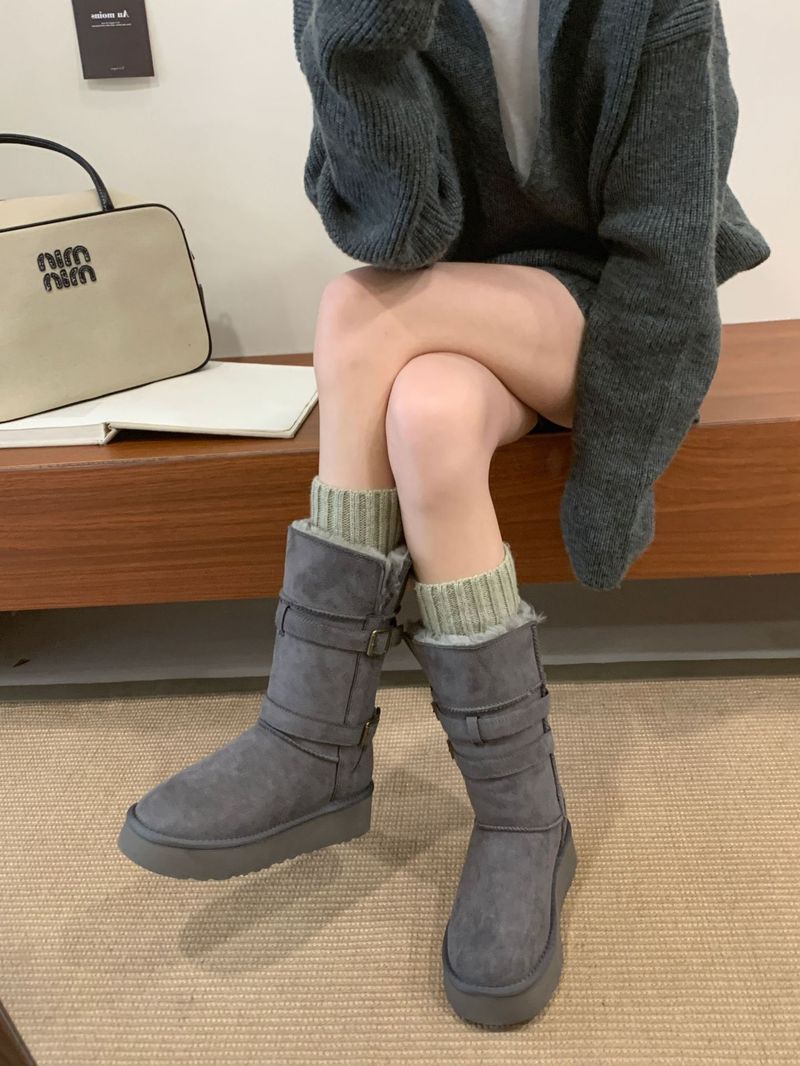 Stivali da neve alla moda con suola spessa, stivali casual da donna foderati in cotone_voghion.com