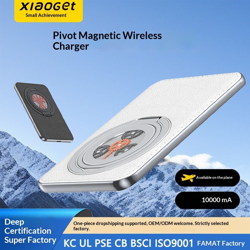 3C Sertifikalı Ultra İnce Alüminyum Alaşımlı Manyetik Kablosuz Bank Döndürülebilir Stand Stres Giderici Hızlı Şarj Özelleştirilebilir_voghion.com