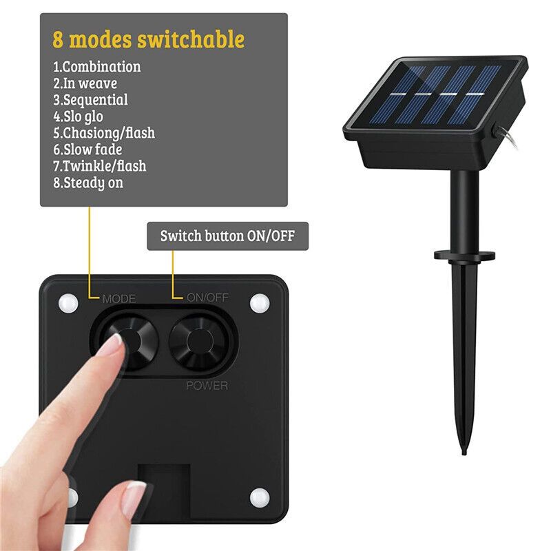 12M 100 LED Solar Rope Tube String Fairy Lights Strip Waterproof Garden Outdoor_voghion.com