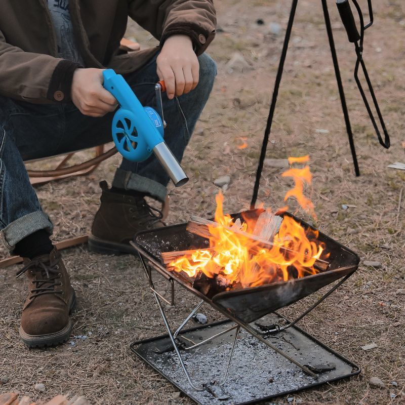 Buiten handbediende brandstofboosterventilator, afneembare kleine blazer, houtskoolvuurstarter, draagbare kampeerbarbecue-benodigdheden_voghion.com