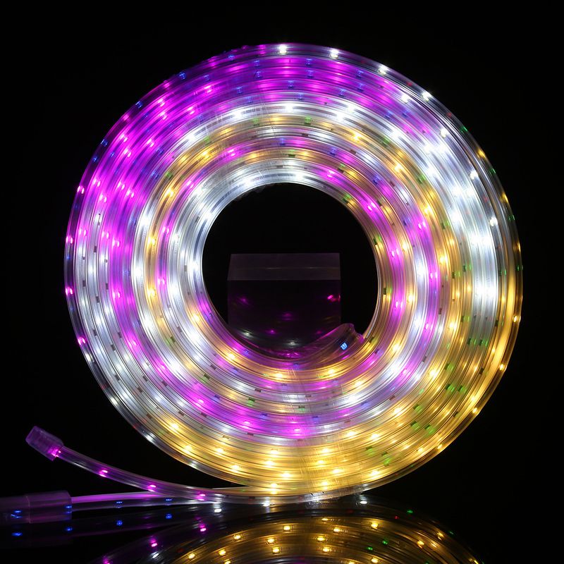 Tira de luces LED RGB de alto voltaje de 220 V, iluminación impermeable para fiestas al aire libre con efectos dinámicos de cambio de color, chip LED 2835, 20 lm por LED, 48 LED/m_voghion.com