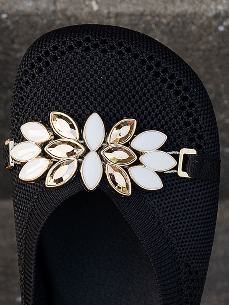 Damenschuhe Große Oxford-Schuhe mit weicher Sohle, flache Schuhe für Damen, neue Blumendekoration, Netzstoff, runde Zehenpartie, Slip-On-Lazy-Schuhe_voghion.com