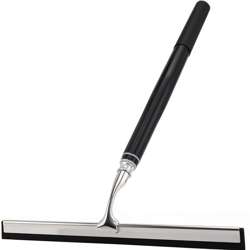 For Cleaning Windows, Bathroom Tile Walls, Mirrors, Shower Glass Doors - Telescopic Squeegees Extend From 17" To 60" - Silver 12" Wide Scraper_voghion.com
