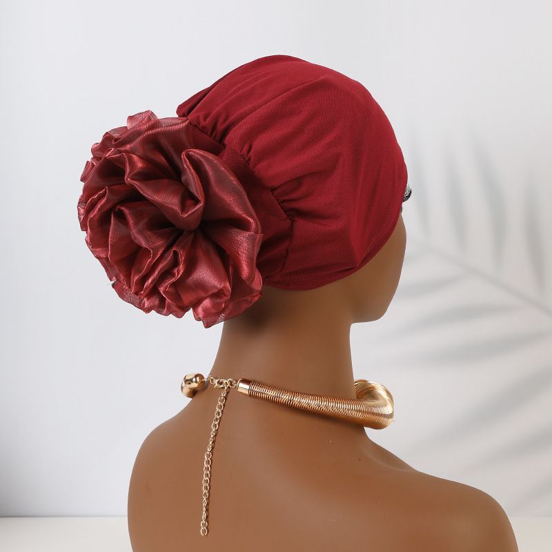 Foulard musulman pour femmes, nouveau chapeau foulard à grandes fleurs du Moyen-Orient, chapeau à fleurs élégant à la mode_voghion.com