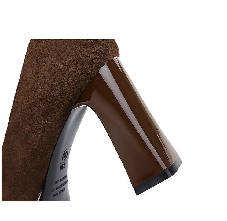 9987 High-end Square Toe Suede Women's Waterproof Platform, Thick Heel, Super, Single Shoes, Plain And Simple High_voghion.com