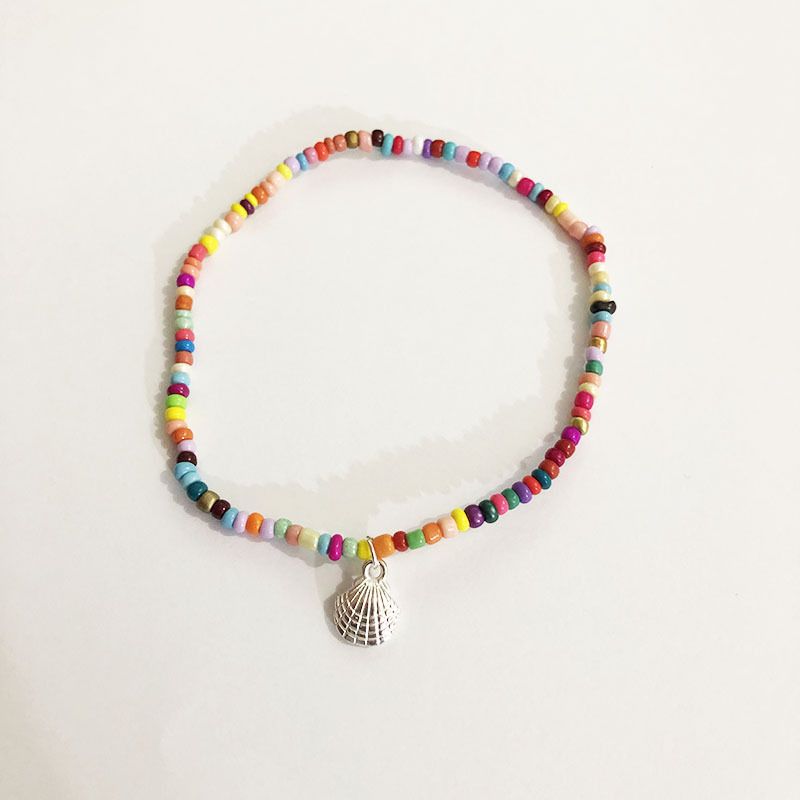New Women's Shell Anklet Colorful Beaded Simple Rice Bead Straight_voghion.com