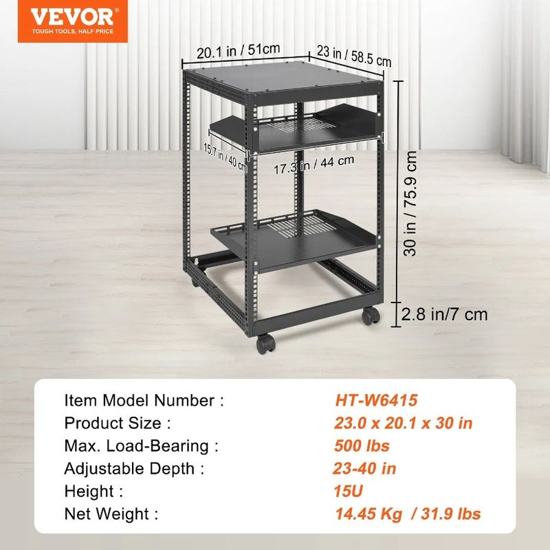Telaio rack aperto regolabile per server rack o 4 rack con montaggio a parete per rete 15U 23''40'' AV_voghion.com